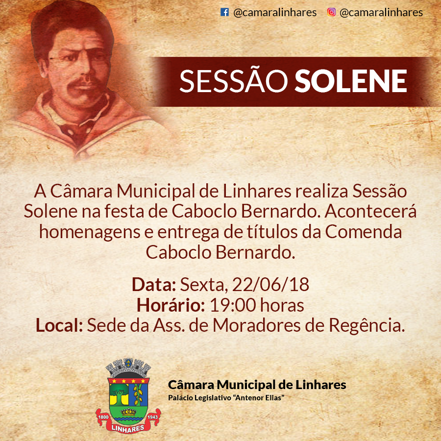 Câmara realiza Sessão Solene na festa centenária de Caboclo Bernardo