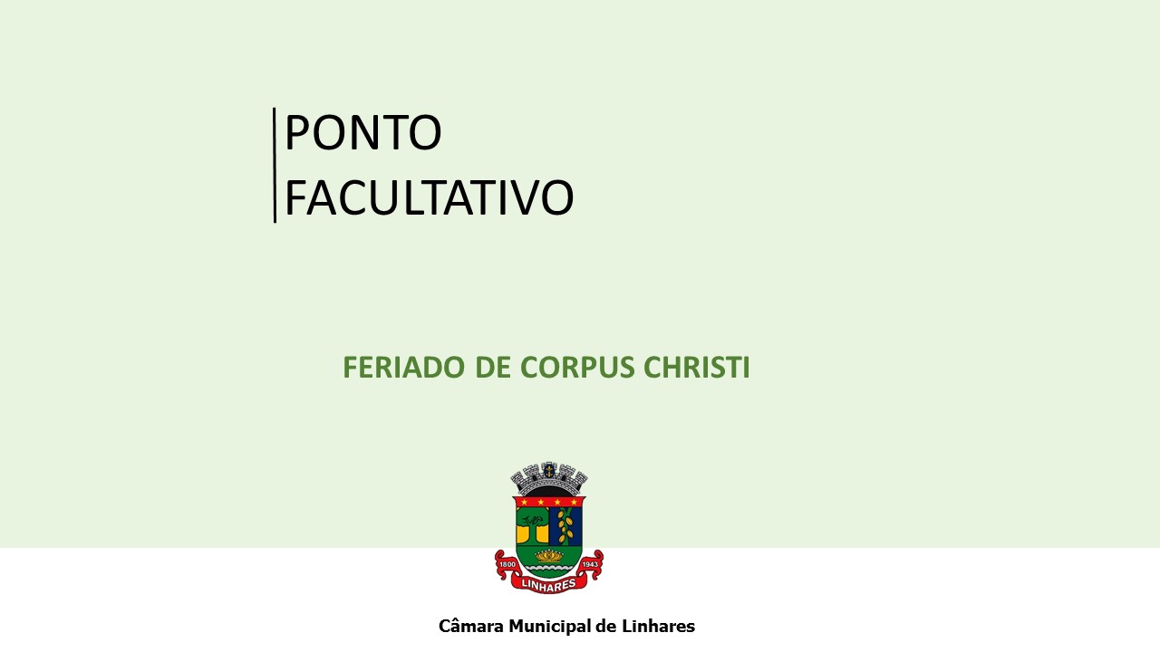 Ponto facultativo para o feriado de Corpus Christi